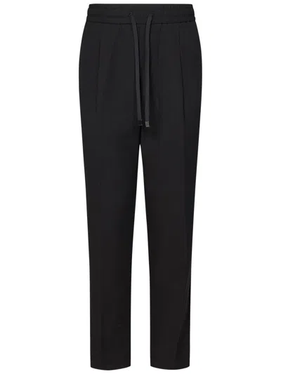 Jacob Cohen Straight-leg Black Trousers With Drawstring Waist