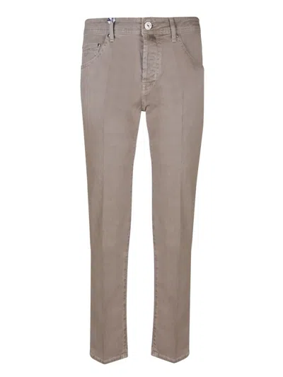Jacob Cohen Scott Gabardine Trousers In Taupe In Beige