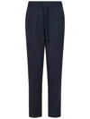 Jacob Cohen Linen Trousers With Adjustable Drawstring In Blue