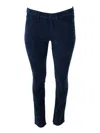 Jacob Cohen Kimberly Cigarette Cut Trousers In Soft Smooth Stretch Velvet With 5 Pockets With Zip And Button Clo In Blue