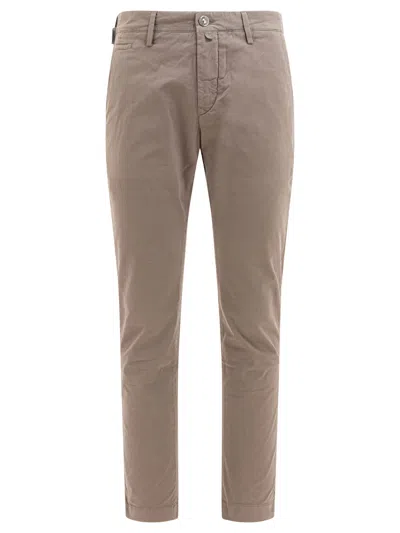 Jacob Cohen Bobby Slim Fit Trousers In Beige Garment-dye Twill In Brown