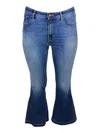 Jacob Cohen Victoria Crop Jeans In Light Stretch Denim With Trumpet Shape And 5-pocket Fringed Hem In Navy
