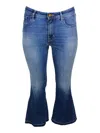 Jacob Cohen Victoria Crop Jeans In Light Stretch Denim With Trumpet Shape And 5-pocket Fringed Hem In Navy