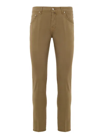Jacob Cohen Trousers Scott Cropped Carrot In Cotton Stretch Beige  In Gold