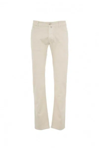 Jacob Cohen Straight Leg Twill Trousers With Multiple Pockets In White