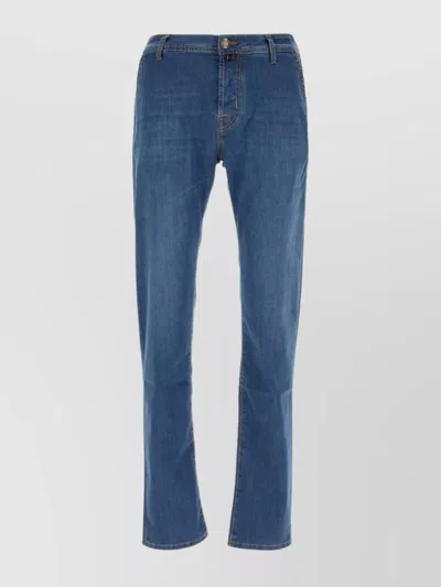 Jacob Cohen Trousers With Belt Loops And Contrast Stitching In Blue