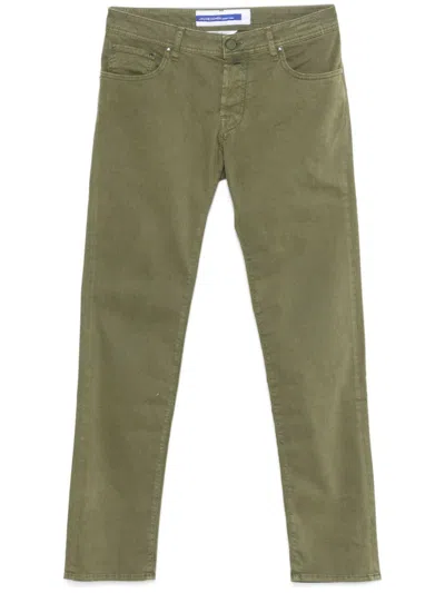 Jacob Cohen Trousers With Logo In Green