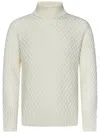 Jacob Cohen Turtleneck Sweater With Textured Honeycomb Pattern In White