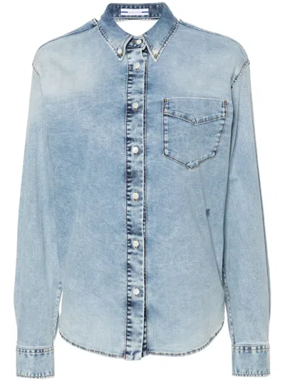 Jacob Cohen Twisted Denim Shirt In Light Blue