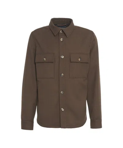 Jacob Cohen Utility-inspired Overshirt With Classic Kent Collar And Buttoned Pockets In Brown