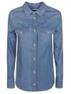 Jacob Cohen Logo-embroidered Denim Shirt In Blu