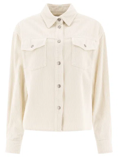 Jacob Cohen Velvet Overshirt Jackets White In Neutral