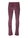 Jacob Cohen Velvet Trouser Trousers Bordeaux In Red