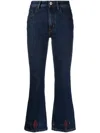 Jacob Cohen Victoria Embroidered Cropped Jeans In Blue