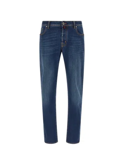 Jacob Cohen Viktor Contrast-stitch Straight-leg Jeans In Blue