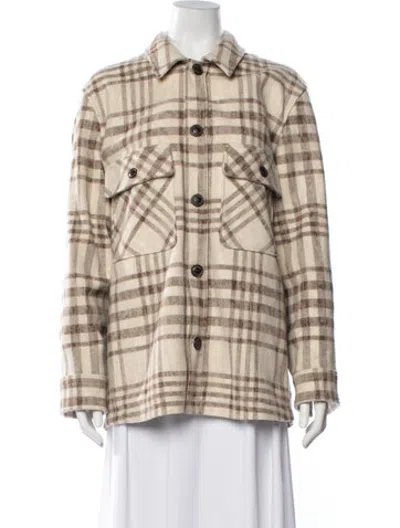 Pre-owned Jacob Cohen Virgin Wool Plaid Print Utility Jacket In Neutrals