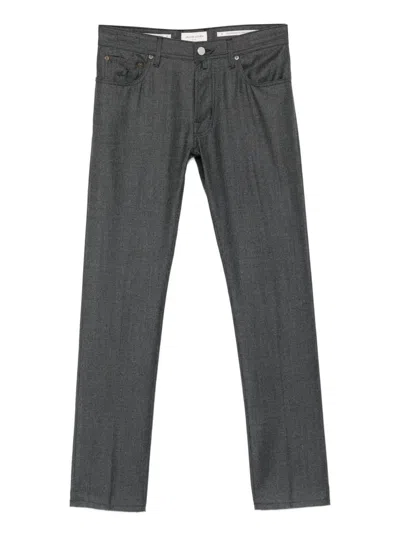 Jacob Cohen Virgin Wool Straight-leg Trousers In Black