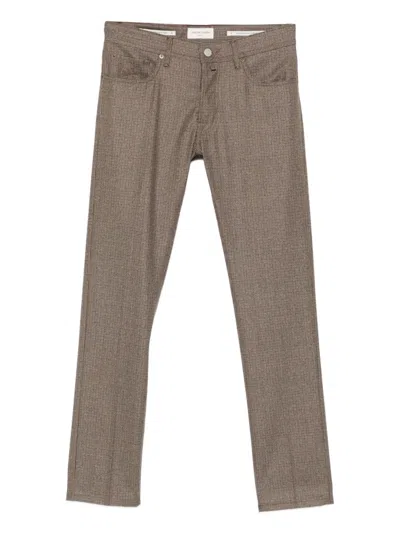 Jacob Cohen Virgin Wool Straight-leg Trousers In Brown