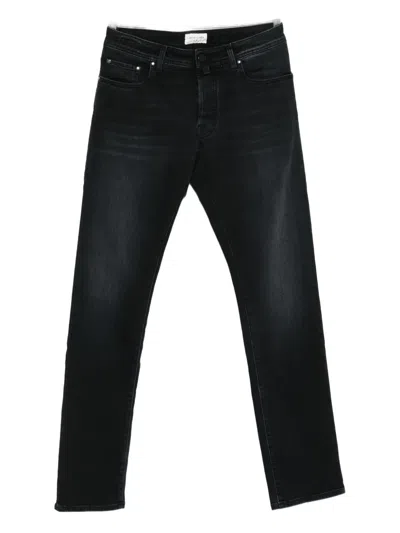 Jacob Cohen Wash-effect Straight-leg Jeans In Black