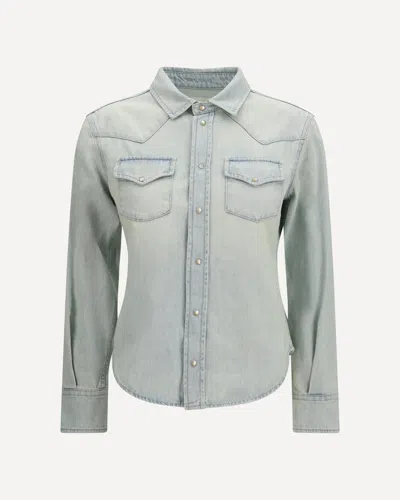 Jacob Cohen Western Shirt In Lightweight Denim In Blue