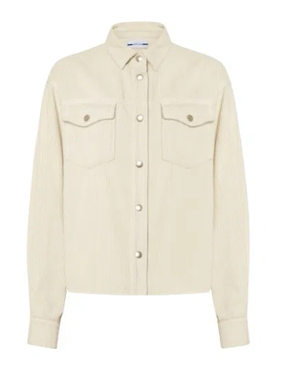 Jacob Cohen White Corduroy Jacket With Pockets In Nude