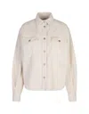 Jacob Cohen Textured White Velvet Overshirt In White