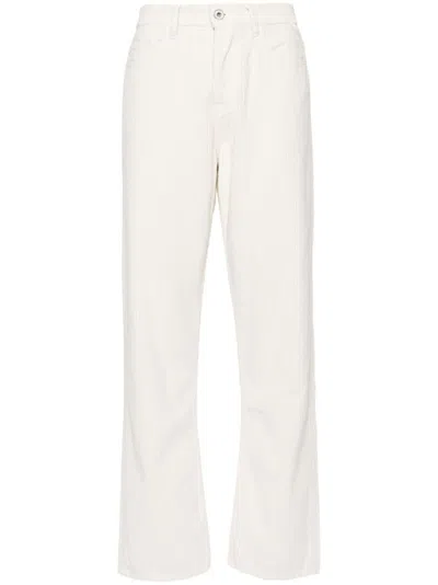 Jacob Cohen White Cotton Corduroy Straight Jeans In Brown