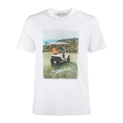 Jacob Cohen White Crewneck T-shirt With Golf Print