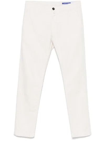 JACOB COHEN WHITE JEANS WITH CONCEALED FLY AND VERSATILE POCKETS