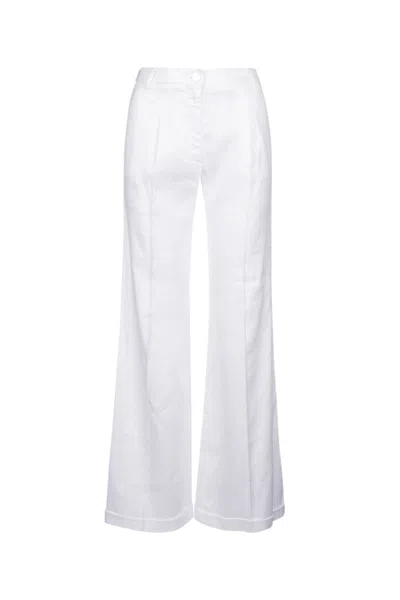 JACOB COHEN WHITE STRAIGHT-LEG LINEN-BLEND TROUSERS