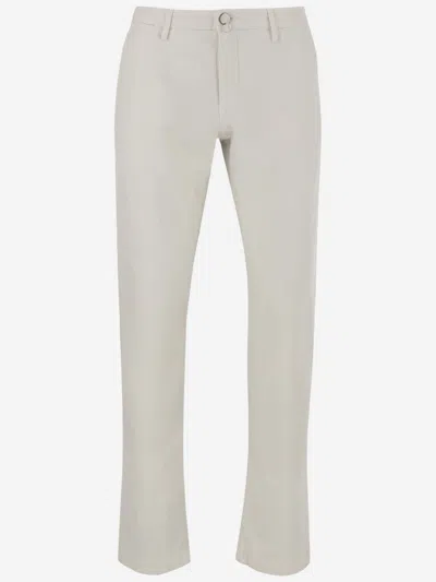 Jacob Cohen White Stretch Cotton Blend Pants In Gray