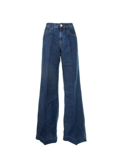 Jacob Cohen Wide Leg Jeans In Dark Denim In Blue