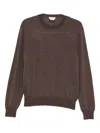 Jacob Cohen Men Wool And Silk Crewneck Sweater In Brown