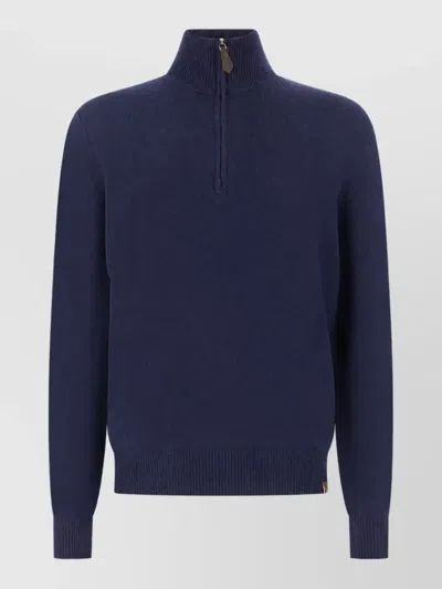 Jacob Cohen Quarter-zip Knitted Sweater In Blue