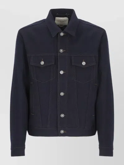 Jacob Cohen Wool Overshirt Jacket Collar Neckline In Blue