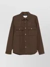 Jacob Cohen Wool Shirt Jacket With Long Sleeves And Collar In Brown