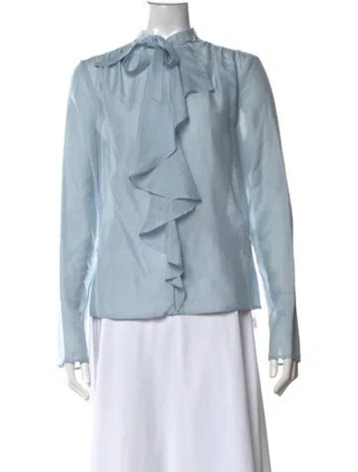 Pre-owned Jacob Cohen Wool Tie Neck Blouse W/ Tags In Blue