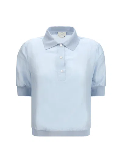 Jacob Cohen Wool-silk Blend With Semi-sheer Inserts Blouse In Blue