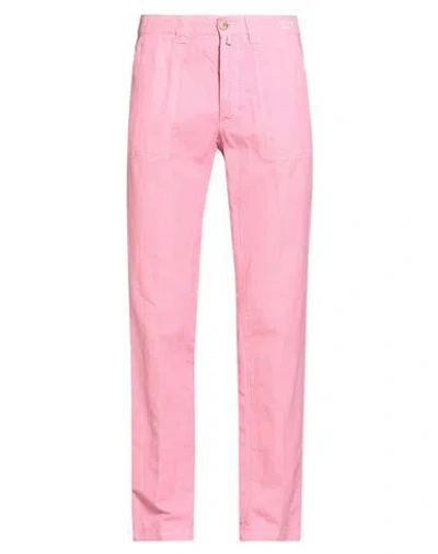 JACOB COHЁN JACOB COHЁN ACADEMY MAN PANTS PINK SIZE 33 COTTON, LINEN