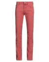 Jacob Cohёn Man Jeans Coral Size 28 Linen, Cotton, Elastane In Red