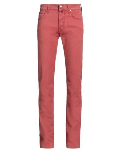 Jacob Cohёn Man Denim Pants Coral Size 28 Linen, Cotton, Elastane In Red