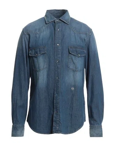 Jacob Cohёn Man Denim Shirt Blue Size L Cotton