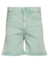 Shop Jacob Cohёn Man Denim Shorts Light Green Size 27 Cotton, Elastomultiester, Elastane