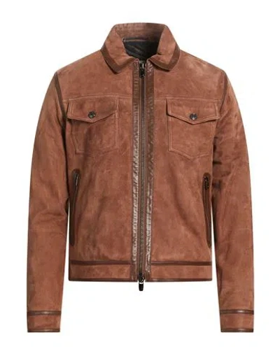 Jacob Cohёn Man Jacket Light Brown Size 40 Cow Leather In Beige