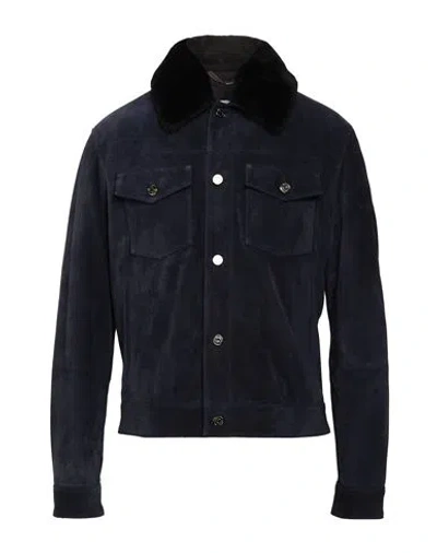 Jacob Cohёn Man Jacket Midnight Blue Size 40 Calfskin, Lambskin