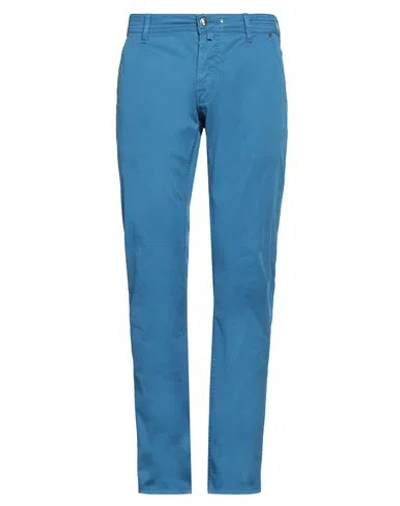 Jacob Cohёn Man Pants Azure Size 37 Cotton, Elastane In Blue