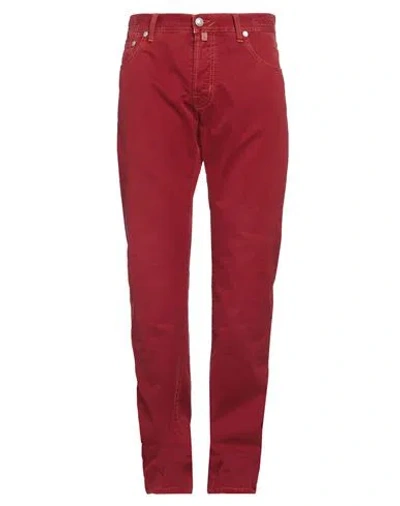Jacob Cohёn Man Jeans Burgundy Size 36 Cotton In Red