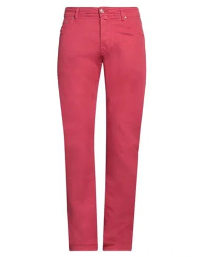Jacob Cohёn Man Pants Brick Size 34 Cotton, Linen, Lyocell, Elastane In Red