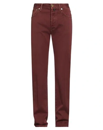 Jacob Cohёn Man Pants Brick Size 33 Cotton In Burgundy