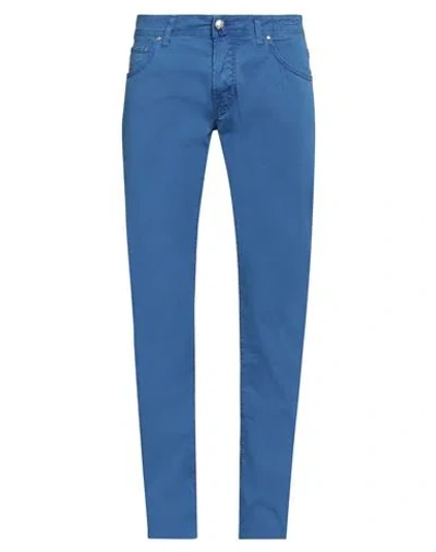 Jacob Cohёn Man Pants Bright Blue Size 33 Cotton, Elastane In Blue